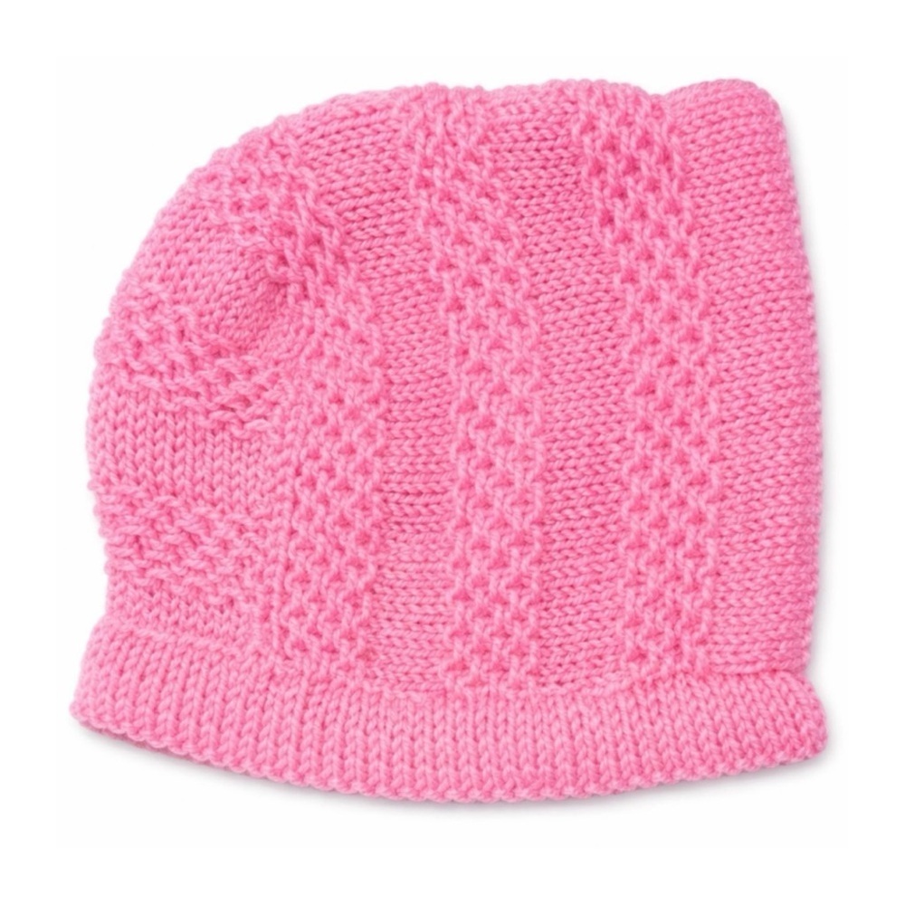 Pink Hand Knit Baby Bonnet